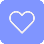 Icon mit blauem Hintergrund und weißem Herz