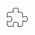 Icon mit weißem Hintergrund und schwarzem Puzzleteil
