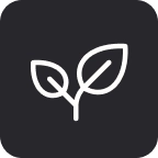 Icon mit schwarzem Hintergrund und weißer Planze