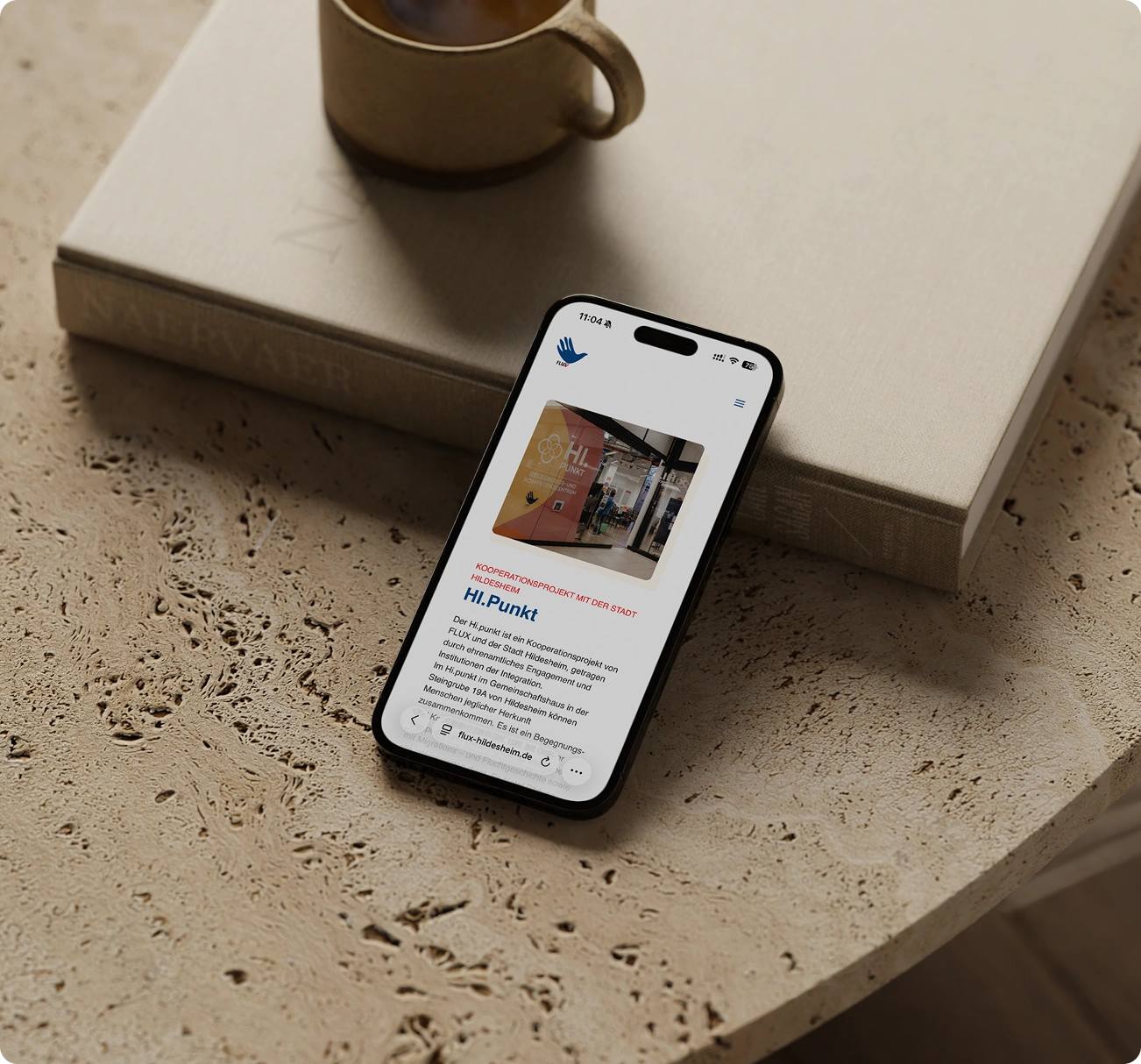Homepage der Flux-Flüchtlingshilfe Hildesheim - Smartphone-Ansicht