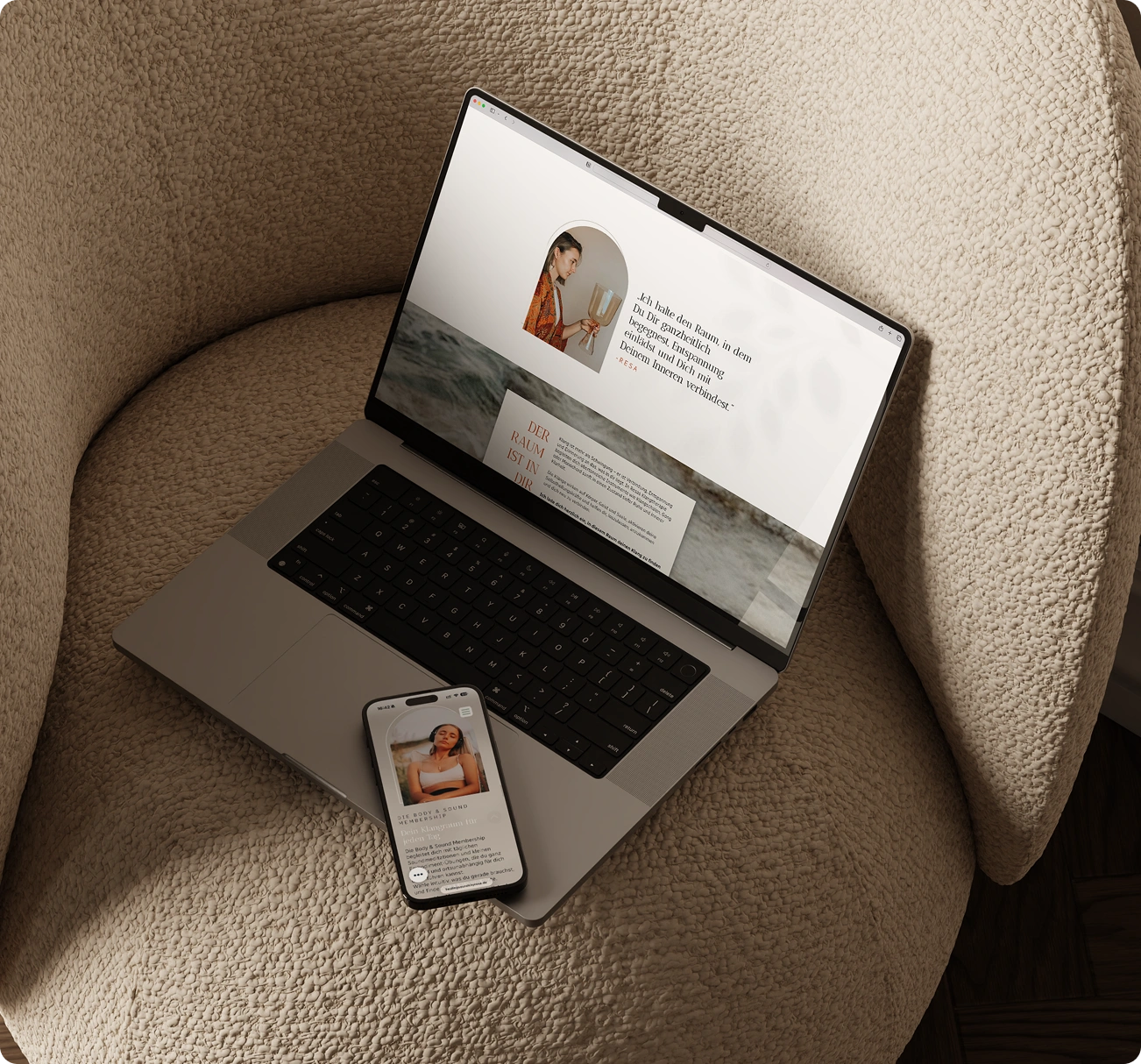 Homepage einer Klangschalentherapeutin - Mobile und Desktop-Variante