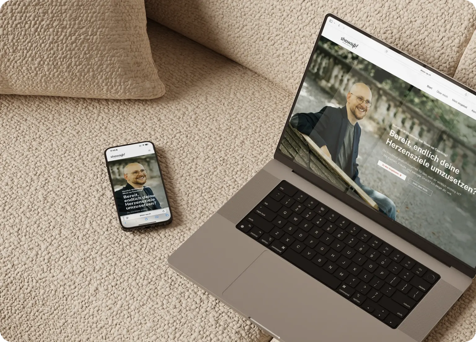 Digitaler Auftritt eines Kunden des Menzen Designstudios - Mobil und auf Desktop dargestellt