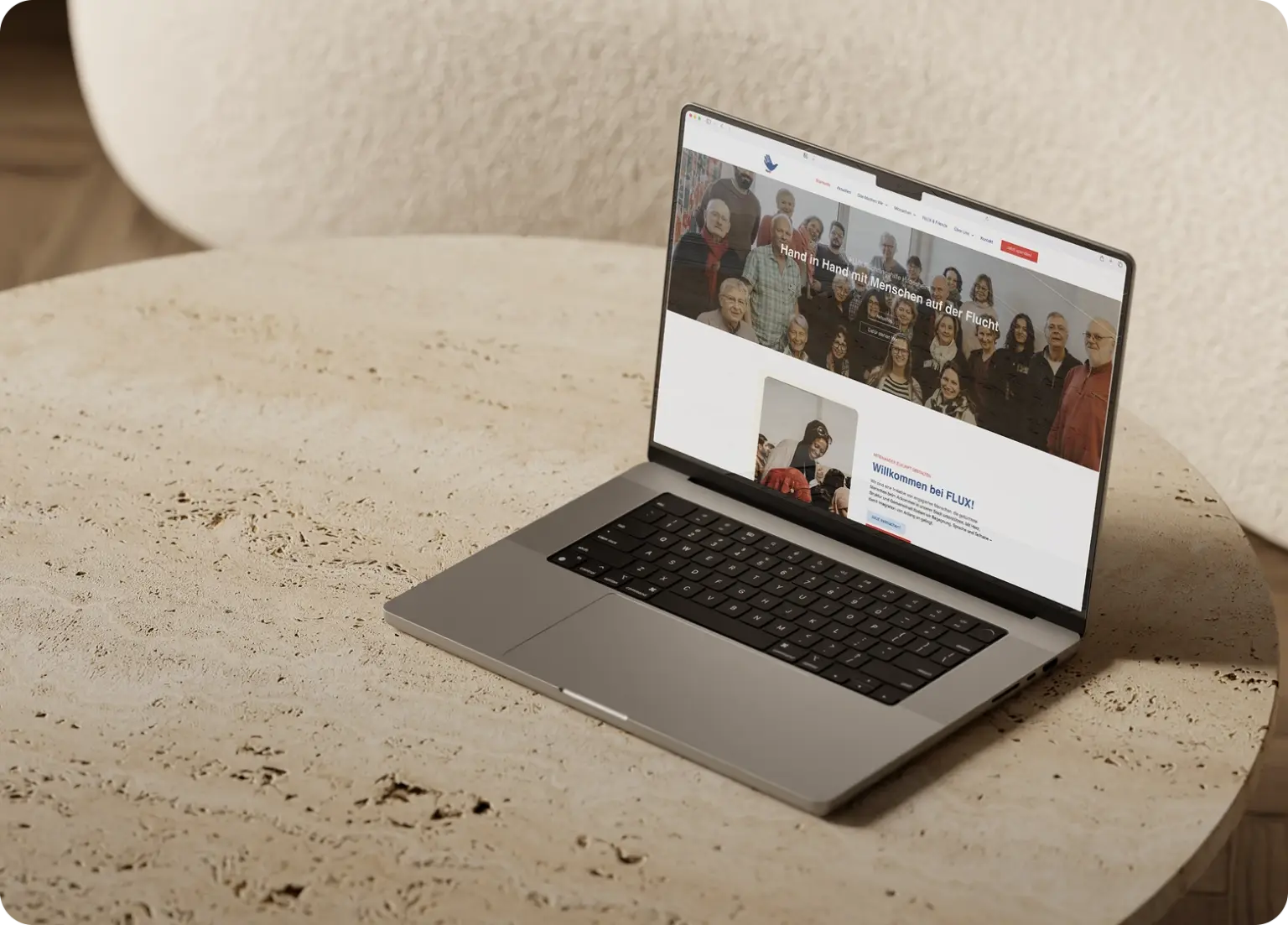 Landingpage von Flux Hildesheim auf einem Laptop dargestellt